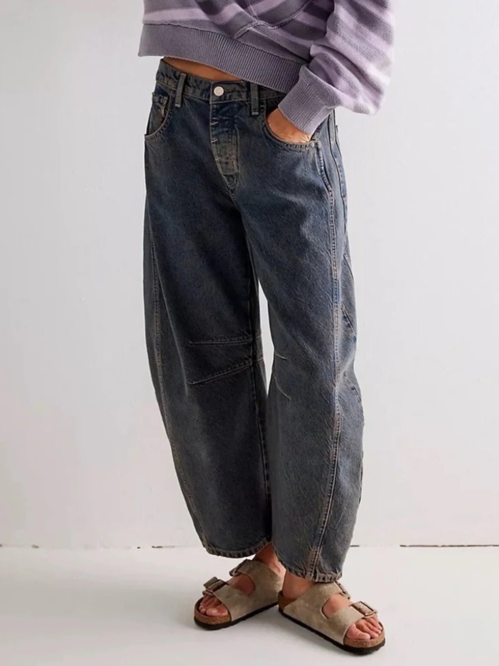 Free People Lucky You Mid-Rise Barrel Jeans